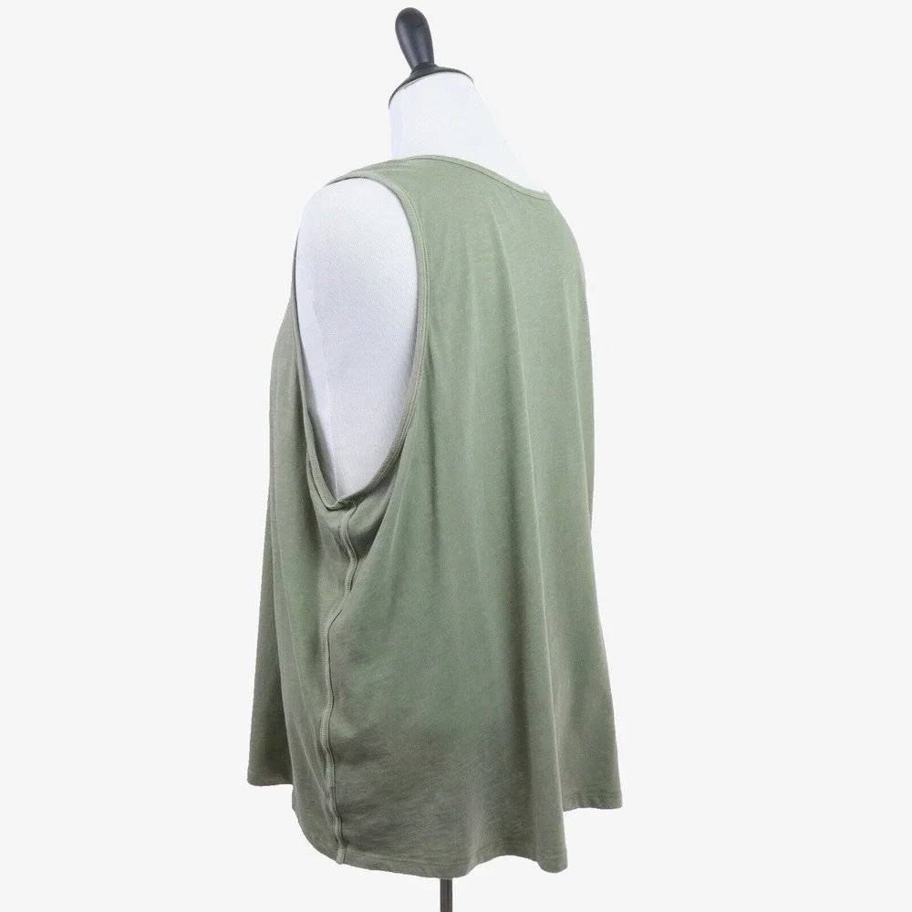 Athleta Size 3X Organic Daily Tank Coop Neck Shadow Olive Green - Picture 4 of 9